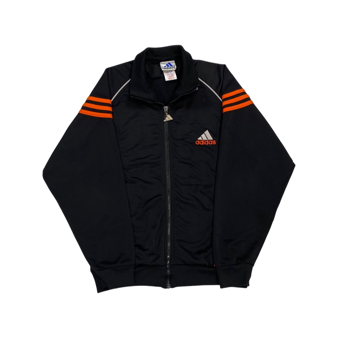 Adidas-Black-Orange-Tracksuit-Sweatshirt. dětská černá vintage značková tepláková mikina