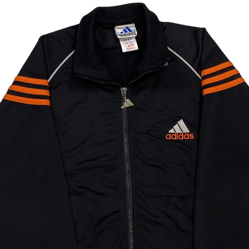 Adidas-Black-Orange-Tracksuit-Sweatshirt. dětská černá vintage značková tepláková mikina