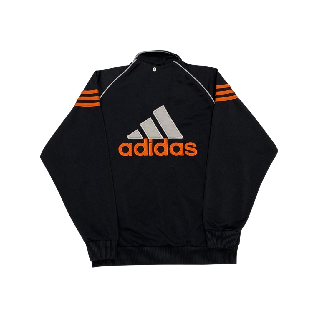 Adidas-Black-Orange-Tracksuit-Sweatshirt. dětská černá vintage značková tepláková mikina