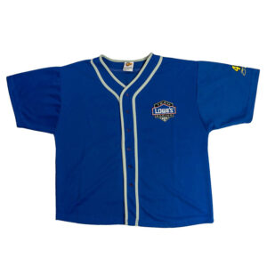 Team-Lowes-Blue-Jersey. Pánský modrý závodní vintage dres s krátkým rukávem a nášivkou loga Lowe's Nascar Team závodníka Jimmie Johnson 48. Team-Lowes-Blue-Jersey. Pánský modrý závodní vintage dres s krátkým rukávem a nášivkou loga Lowe's Nascar Team závodníka Jimmie Johnson 48.