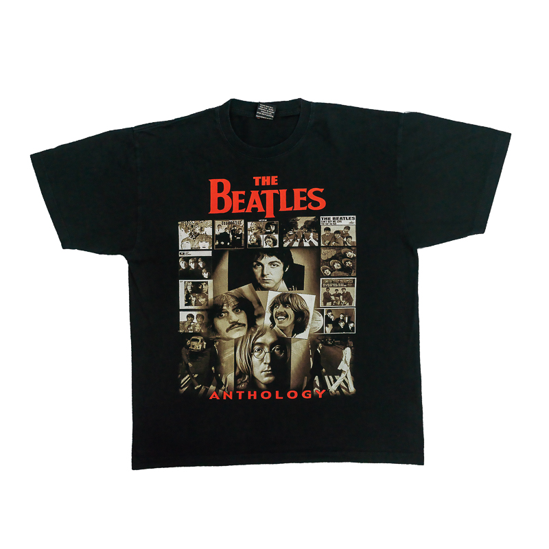 The-Beatles-Black-T-Shirt. Pánské černé vintage tričko s krátkým rukávem a potiskem kapely The Beatles.