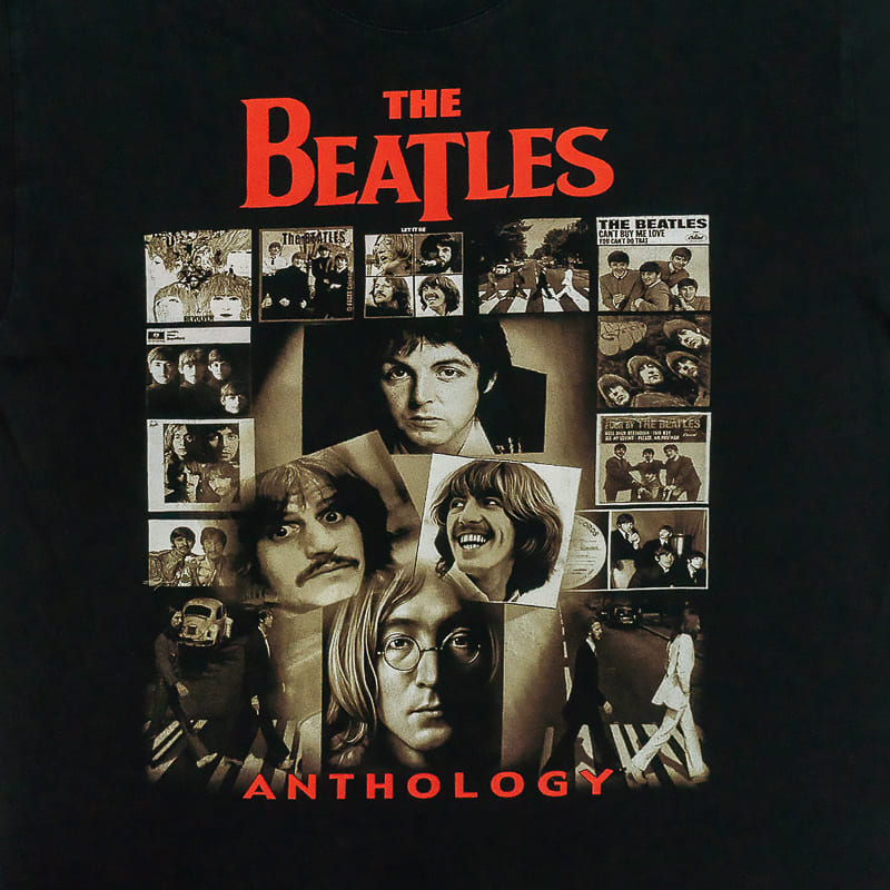 The-Beatles-Black-T-Shirt. Pánské černé vintage tričko s krátkým rukávem a potiskem kapely The Beatles.