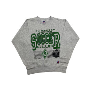 Werder-Bremen-Vintage-Grey-Crewneck. pánský šedý vintage crewneck s potiskem německého fotbalového týmu Werder-Bremen-Vintage-Grey-Crewneck. pánský šedý vintage crewneck s potiskem německého fotbalového týmu