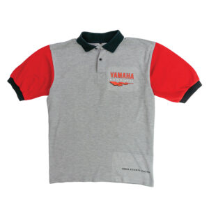 Yamaha-Motorsport-Grey-Polo-Shirt. Pánské červeno šedé vintage polo tričko značky Yamaha Motor Sport s krátkým rukávem.