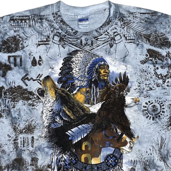 Gildan Native American Full Print Blue T-Shirt