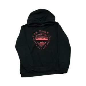 Dámská černá mikina s kapucí značky American Eagle s potiskem na přední straně AM Eagle Outfitters Black Hoodie