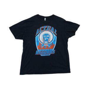 Pánské černé tričko s krátkým rukávem a potiskem Actual Records z obou stran Black T-Shirt