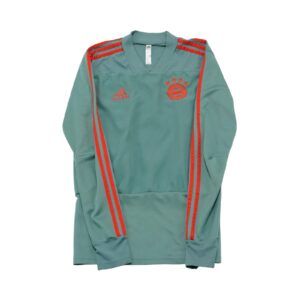 Pánská zelená sportovní mikina značky Adidas s motivem němecého fotbalového týmu Bayern München Crewneck Sweatshirt