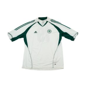 Fotbalový bílý dres značky Adidas s krátkým rukávem a motivem řeckého fotbalového týmu Panathinaikos Athény s hráčem Gabriel White Football Soccer Jersey