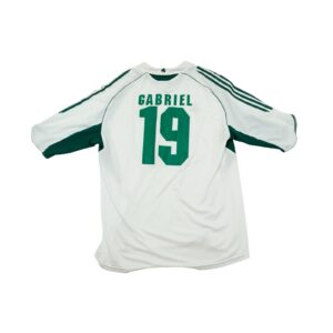 Fotbalový bílý dres značky Adidas s krátkým rukávem a motivem řeckého fotbalového týmu Panathinaikos Athény s hráčem Gabriel White Football Soccer Jersey
