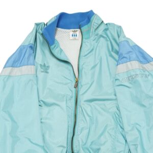 Dámská tyrkysová vintage tracksuit bunda značky Adidas Originals s potiskem na přední straně a rukávu Turquoise Vintage Tracksuit Jacket