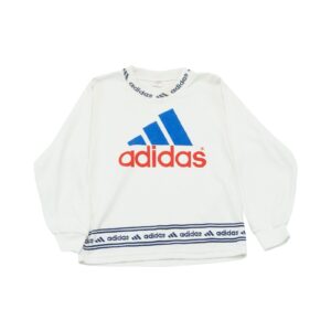 Dětský bílý vintage crewneck značky Adidas s potiskem z obou stran Kids White Crewneck