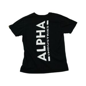 Pánské černé tričko značky Alpha Industries s krátkým rukávem a potiskem z obou stran Black T-Shirt