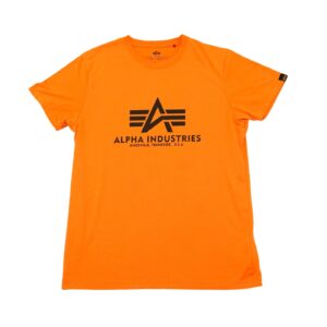 Pánské oranžové tričko značky Alpha Industries s krátkým rukávem a potiskem na přední straně Orange T-Shirt