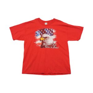 Pánské červené vintage tričko značky Gildan s krátkým rukávem a potiskem American Eagle na přední straně Red T-Shirt