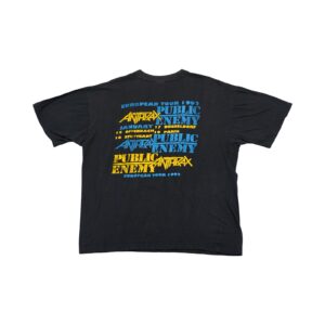 Pánské černé tričko s krátkým rukávem a motivem Anthrax & Public Enemy European Tour z roku 1992 Black Vintage T-Shirt