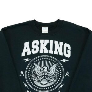 Pánský černý crewneck značky Gildan s potiskem anglické rockové skupiny Asking Alexandria na přední straně Black Crewneck