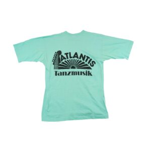 Pánské tyrkysové vintage tričko s krátkým rukávem a potiskem Atlantis Tanzmusik z obou stran Turquoise T-Shirt