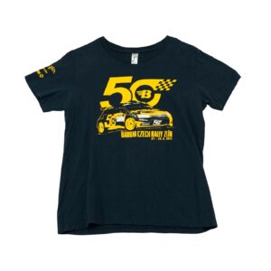 Dámské černé tričko s krátkým rukávem a potiskem Barum Czech Rally Zlín na přední straně a rukávu Black Women T-Shirt