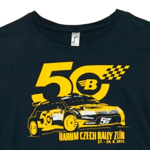 Dámské černé tričko s krátkým rukávem a potiskem Barum Czech Rally Zlín na přední straně a rukávu Black Women T-Shirt