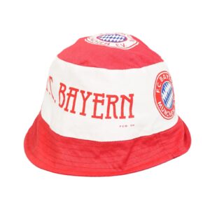 Unisex bílo červený vintage klobouk s motivem německého fotbalového týmu Bayern München z obou stran Bucket Hat