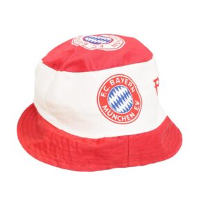 Unisex bílo červený vintage klobouk s motivem německého fotbalového týmu Bayern München z obou stran Bucket Hat