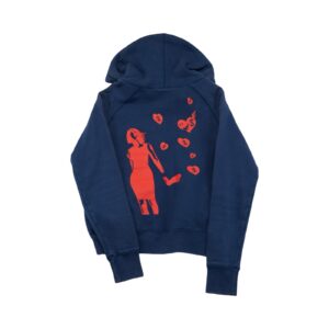 Tmavě modrá mikina s kapucí značky Billionaire Boys Club (BBC) s červeným potiskem z obou stran Billionaire Girls Club Dark Blue Hoodie