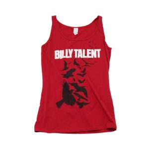 Dámské červené tílko značky Gildan s potiskem rockové kapely Billy Talent na přední straně Red Tank Top