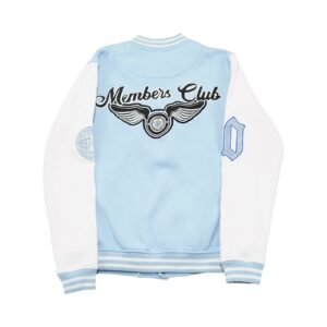 Pánská světle modro bílá mikina značky BoohooMAN s motivem Members Club Baseball Sweatshirt