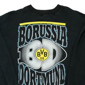 Pánský černý vintage crewneck s motivem Borussia Dortmund na přední straně Black Vintage Crewneck