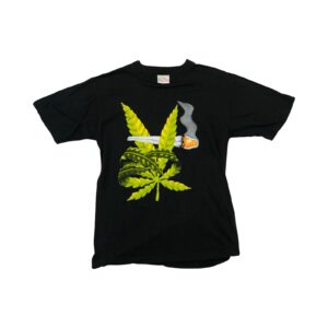 Pánské černé vintage tričko s krátkým rukávem a potiskem Canna Smoke na přední straně Black T-Shirt
