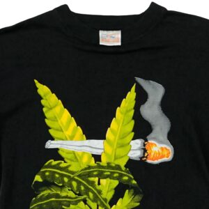 Pánské černé vintage tričko s krátkým rukávem a potiskem Canna Smoke na přední straně Black T-Shirt
