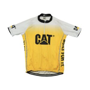 Cyklistický žlutý vintage dres značky Caterpillar (CAT) Bike Jersey