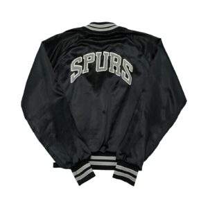 Pánská černá vintage bomber bunda značky Chalk Line s motivem amerického basketbalového NBA týmu San Antonio Spurs z obou stran Jacket