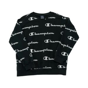Dětský černý crewneck značky Champion s potiskem z obou stran Black Crewneck