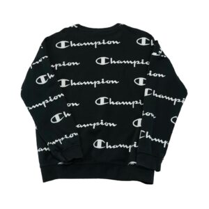 Dětský černý crewneck značky Champion s potiskem z obou stran Black Crewneck