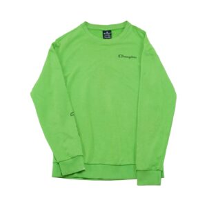 Dětský světle zelený crewneck značky Champion s potiskem na přední straně a rukávu Green Kids Crewneck