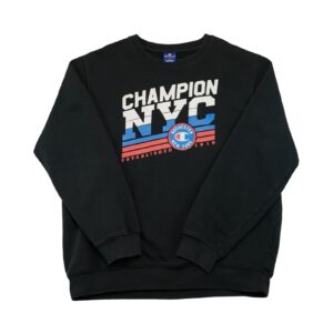 Pánský černý vintage crewneck značky Champion s potiskem Rochester New York na přední straně Black Crewneck