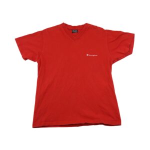 Pánské červené vintage tričko značky Champion s malým potiskem na přední straně Red Vintage T-Shirt