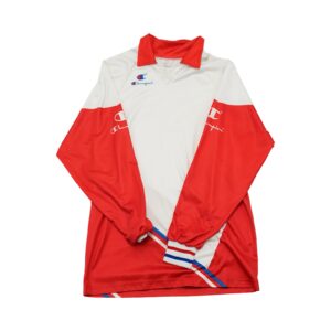 Sportovní červeno bílý vintage dres značky Champion s dlouhým rukávem Red White Vintage Jersey