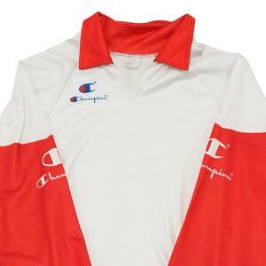 Sportovní červeno bílý vintage dres značky Champion s dlouhým rukávem Red White Vintage Jersey