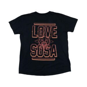 Pánské černé vintage tričko s krátkým rukávem a barevným potiskem Chief Keef Love Sosa z obou stran Black T-Shirt