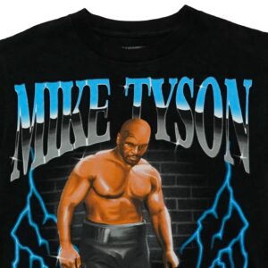 Pánské černé tričko značky Chinatown Market s krátkým rukávem a potiskem Mike Tyson na přední straně Black T-Shirt Streetwear