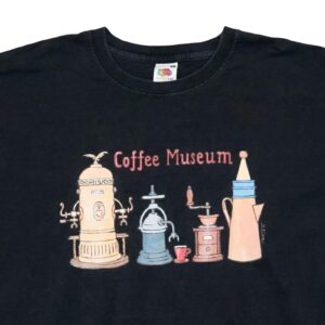 Pánské černé vintage tričko značky Fruit of the Loom s krátkým rukávem a motivem Coffee Museum Black T-Shirt