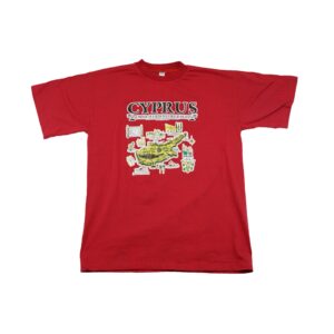 Pánské červené tričko s krátkým rukávem a potiskem Cyprus na přední straně Red T-Shirt