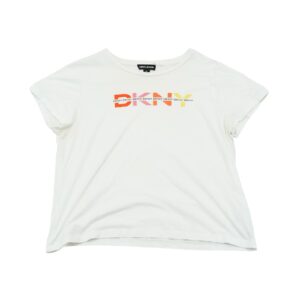 Dámské bílé tričko značky DKNY s krátkým rukávem a potiskem na přední straně White Women T-Shirt