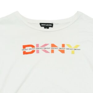 Dámské bílé tričko značky DKNY s krátkým rukávem a potiskem na přední straně White Women T-Shirt