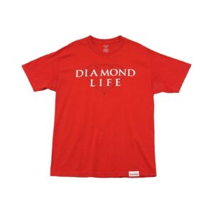 Pánské červené vintage tričko značky Diamond Supply Co. s krátkým rukávem a potiskem Diamond Life na přední straně Red Vintage T-Shirt Streetwear