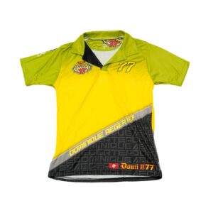 Pánský zelený vintage dres s krátkým rukávem a motivem švýcarského motocyklového závodníka Dominique Aegerter ''Domi 77'' Bike Green Vintage Polo Shirt Jersey