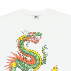 Pánské bílé vintage tričko s krátkým rukávem a potiskem Dragon na přední straně White Vintage T-Shirt